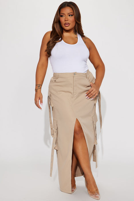 Women's plus size cheap maxi skirts khaki