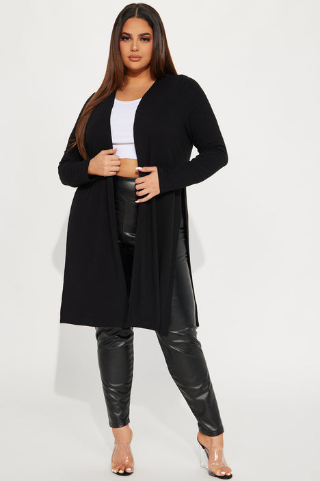 Nita Ribbed Cardigan Black Fashion Nova Knit Tops Fashion Nova
