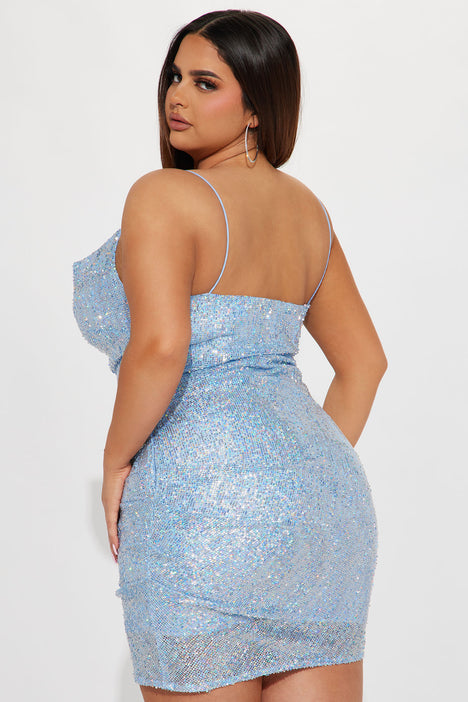 Estelle Sequin Mini Dress Light Blue Fashion Nova Dresses