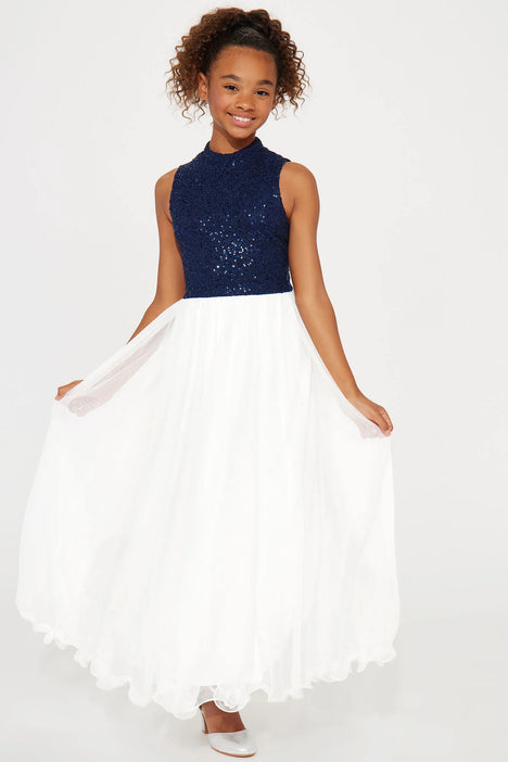 Mini Ballroom Cutie Sequin Maxi Dress Navy combo Fashion Nova