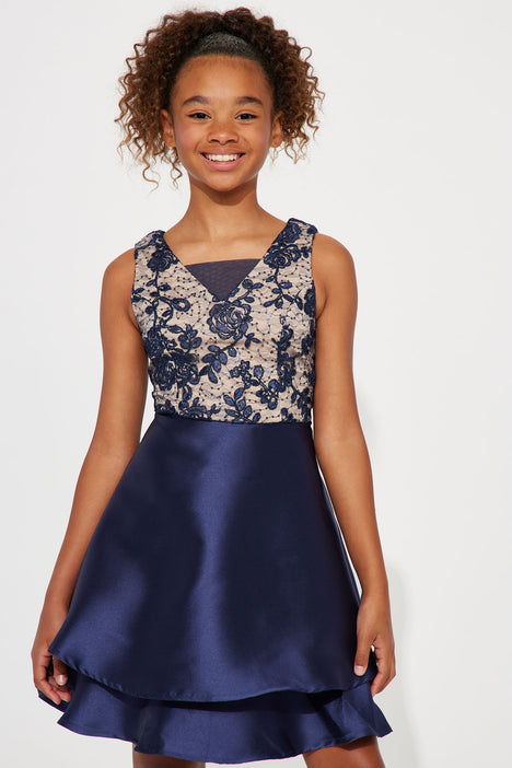 Mini Tea Party Lace With Sequins Mini Dress Navy