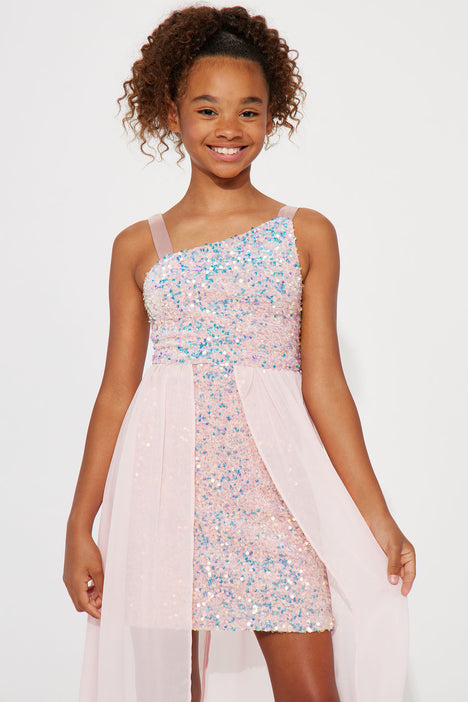Girls pink cheap sparkly dress