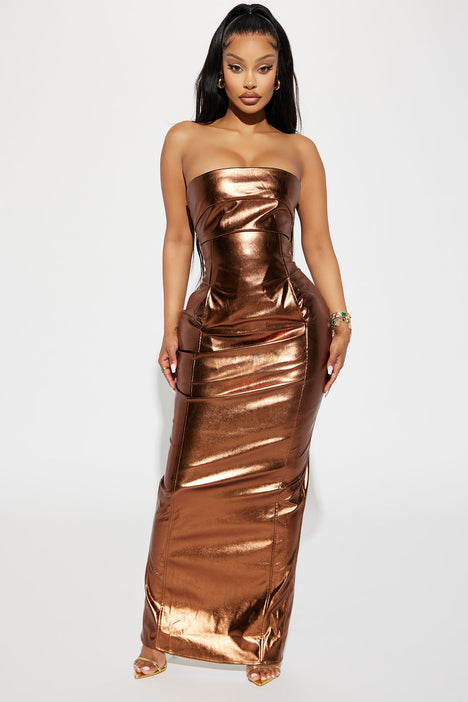 Fashion nova bronze hot sale dress
