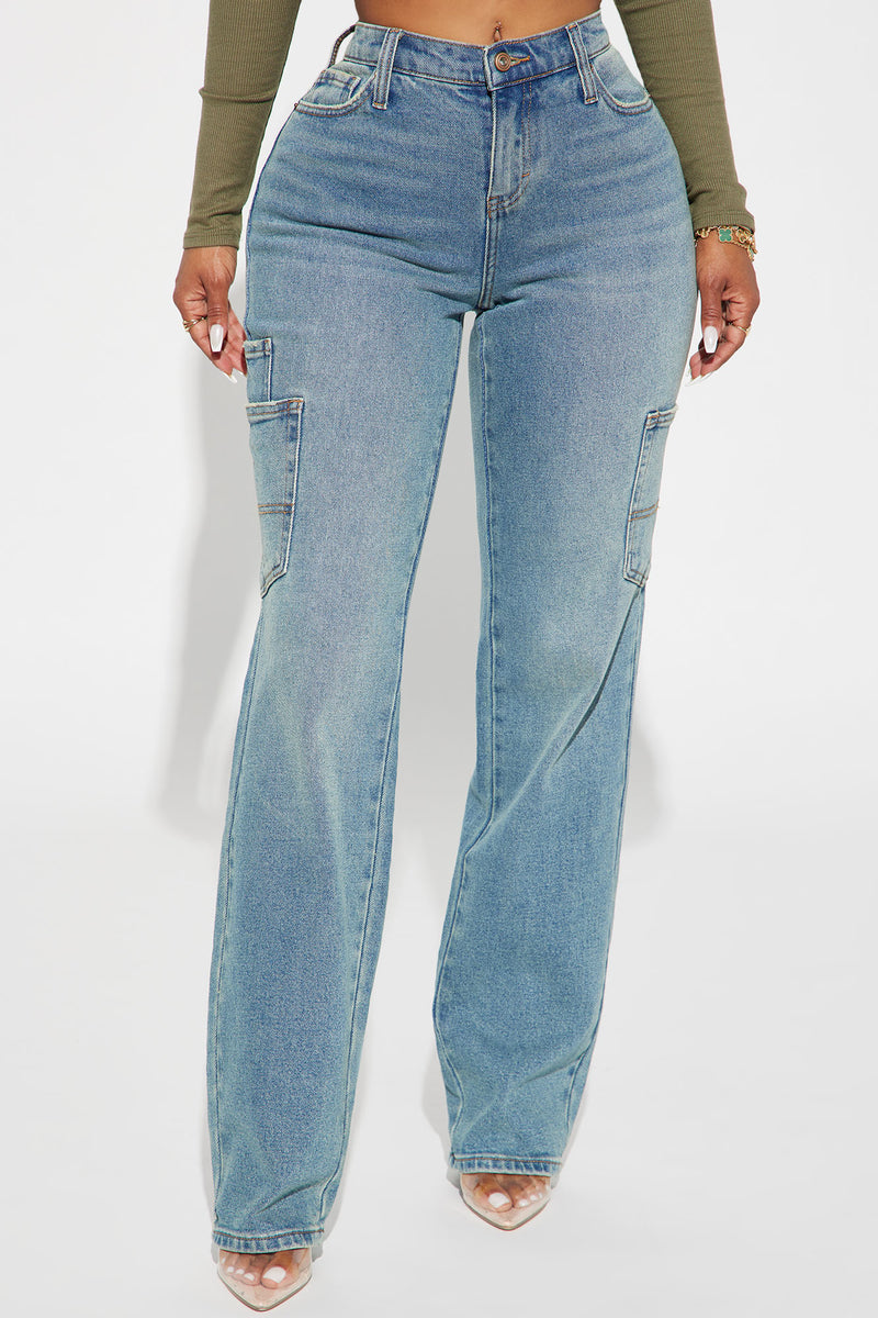 Swear By It Straight Leg Utility Jeans - Medium Wash | Fashion Nova ...