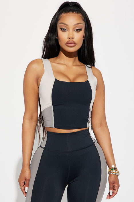 Nina Elevate Active Sports Bra Charcoal combo Fashion Nova