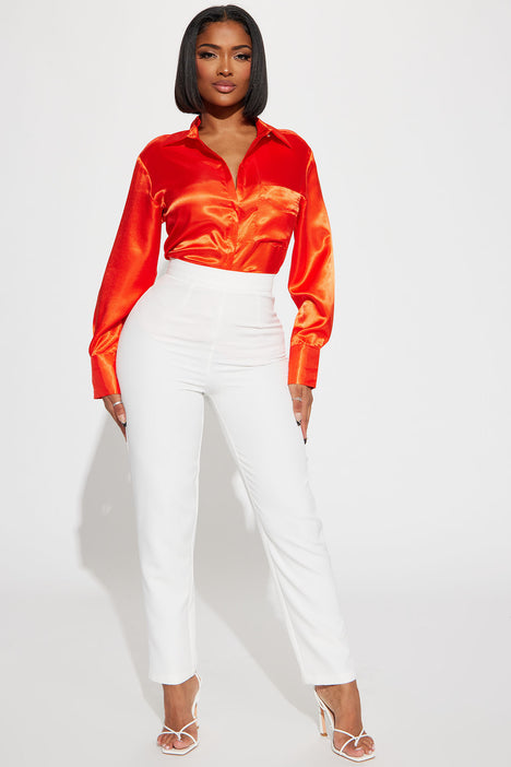 Satin orange top top