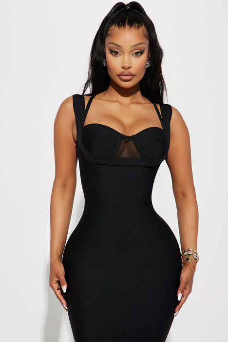 Black bandage top dress fashion nova