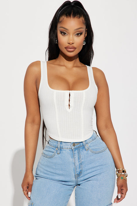Off white ribbed sale top