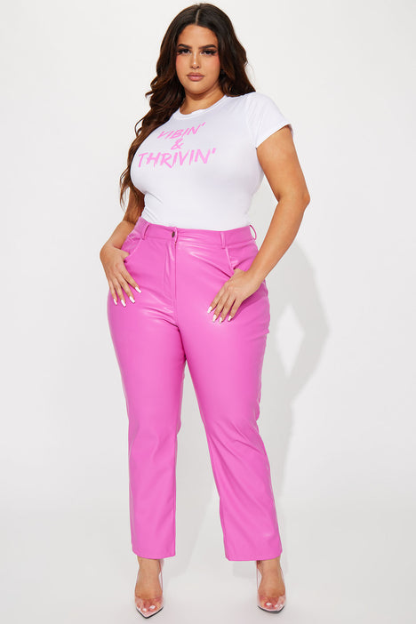 Having A Moment Faux Leather Pant 28 - Pink