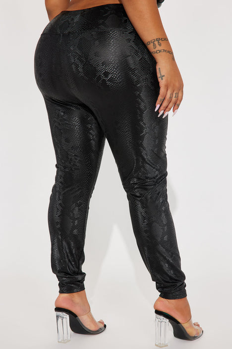 Plus Charcoal Faux Leather Stretch Leggings