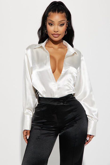 Off white satin blouse online