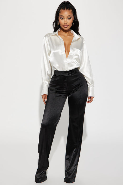 Call It Even Wide Leg Satin Dress Pants Black Fashion Nova