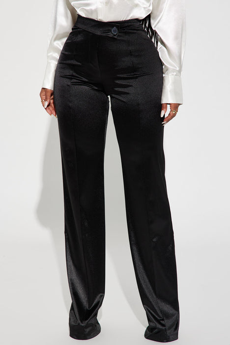 Womens black deals satin dress pants
