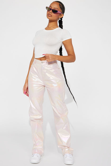 Disco Diva Metallic Faux Leather Pant - Pink
