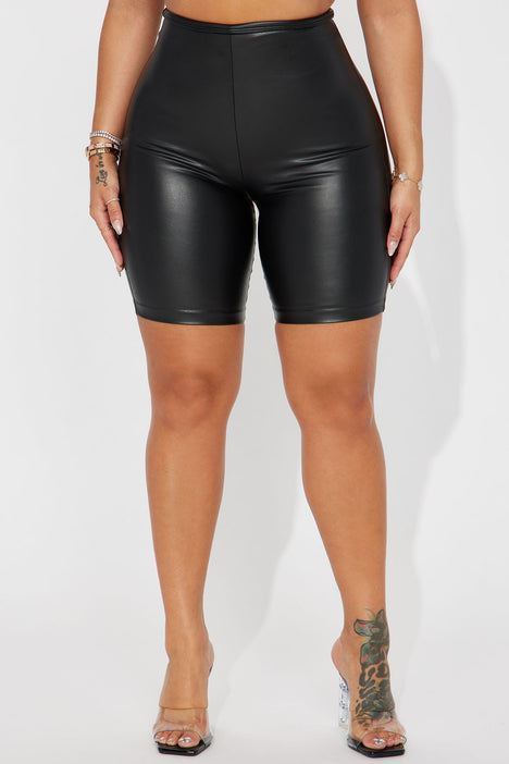 Plus size leather biker shorts on sale