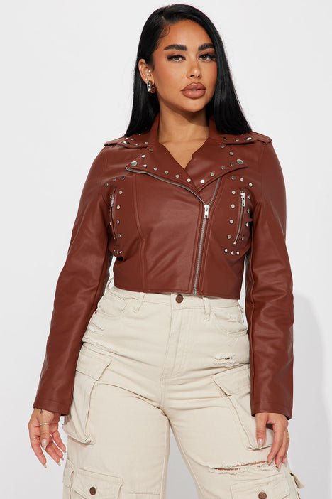 Such A Stud Moto Jacket Brown Fashion Nova Jackets Coats