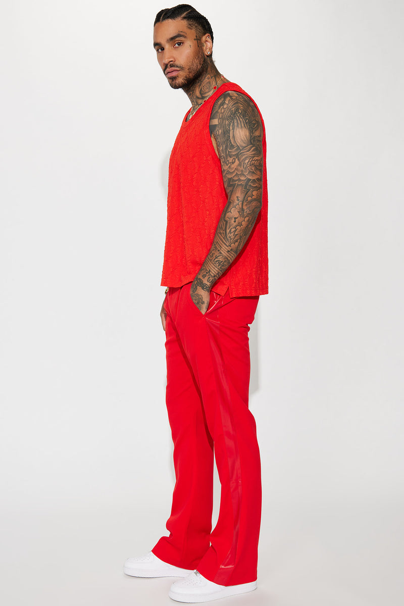 Wynn Side PU Panel Gabardine Trousers - Red | Fashion Nova, Mens Pants ...