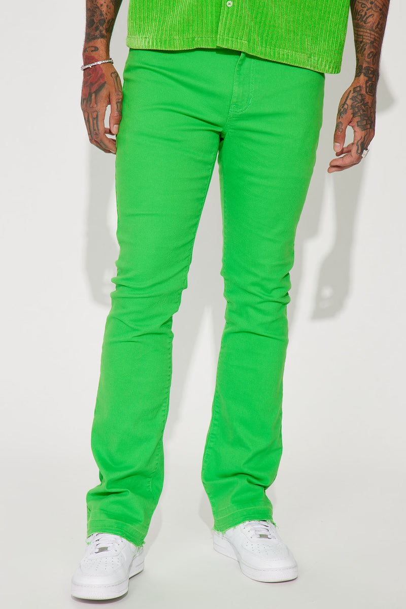 Cornell Stacked Skinny Flare Twill Pants Green Fashion Nova, Mens