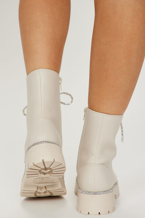 Cream flat ankle boots hot sale