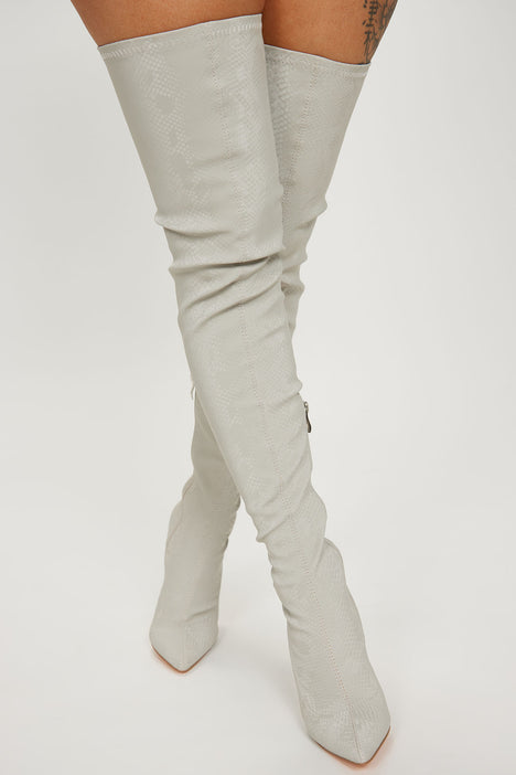 Grey over the knee high boots hotsell
