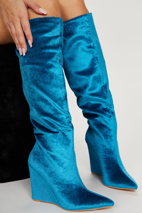 Teal knee high boots new arrivals