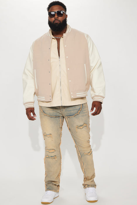 Shoulder Varsity Jacket Tan Fashion Nova Mens Jackets