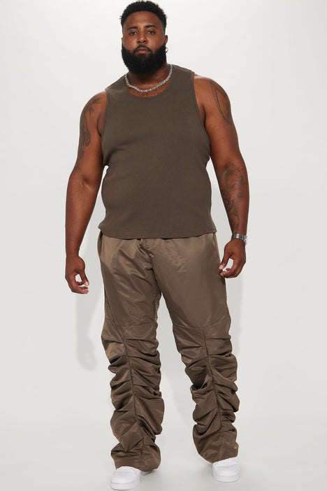 Pull Up Stacked Nylon Pants - Brown, Fashion Nova, Mens Pants