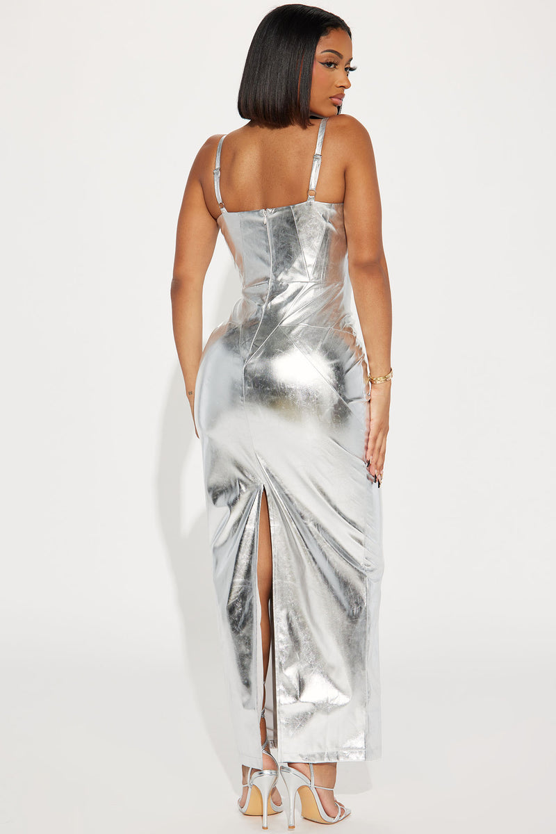 Galaxy Princess Metallic Maxi Dress - Silver | Fashion Nova, Dresses ...