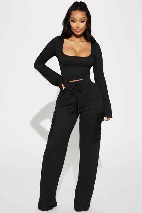 Nobody Like Me Ribbed Pant Set Black Fashion Nova Matching