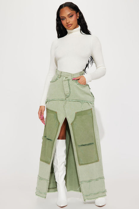 Denim midi hotsell skirt fashion nova