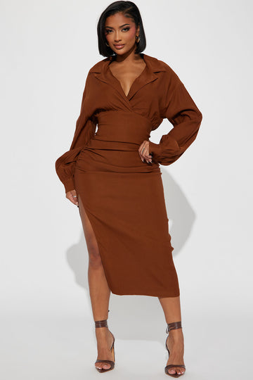 Womens Kisses Smocked Mini Dress in Rust Size 1X by Fashion Nova