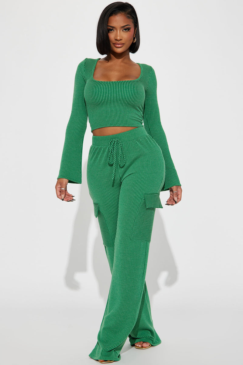 Nobody Like Me Ribbed Pant Set - Green | Fashion Nova, Matching Sets ...