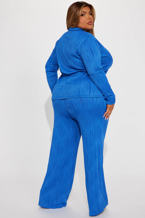 Anisa Textured Pant Set - Blue