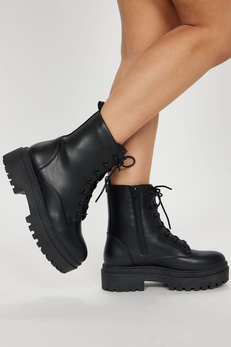 Flat Black Combat Boots