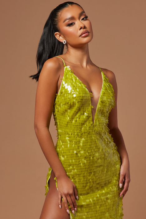 Fiona high slit formal sequin dress sales