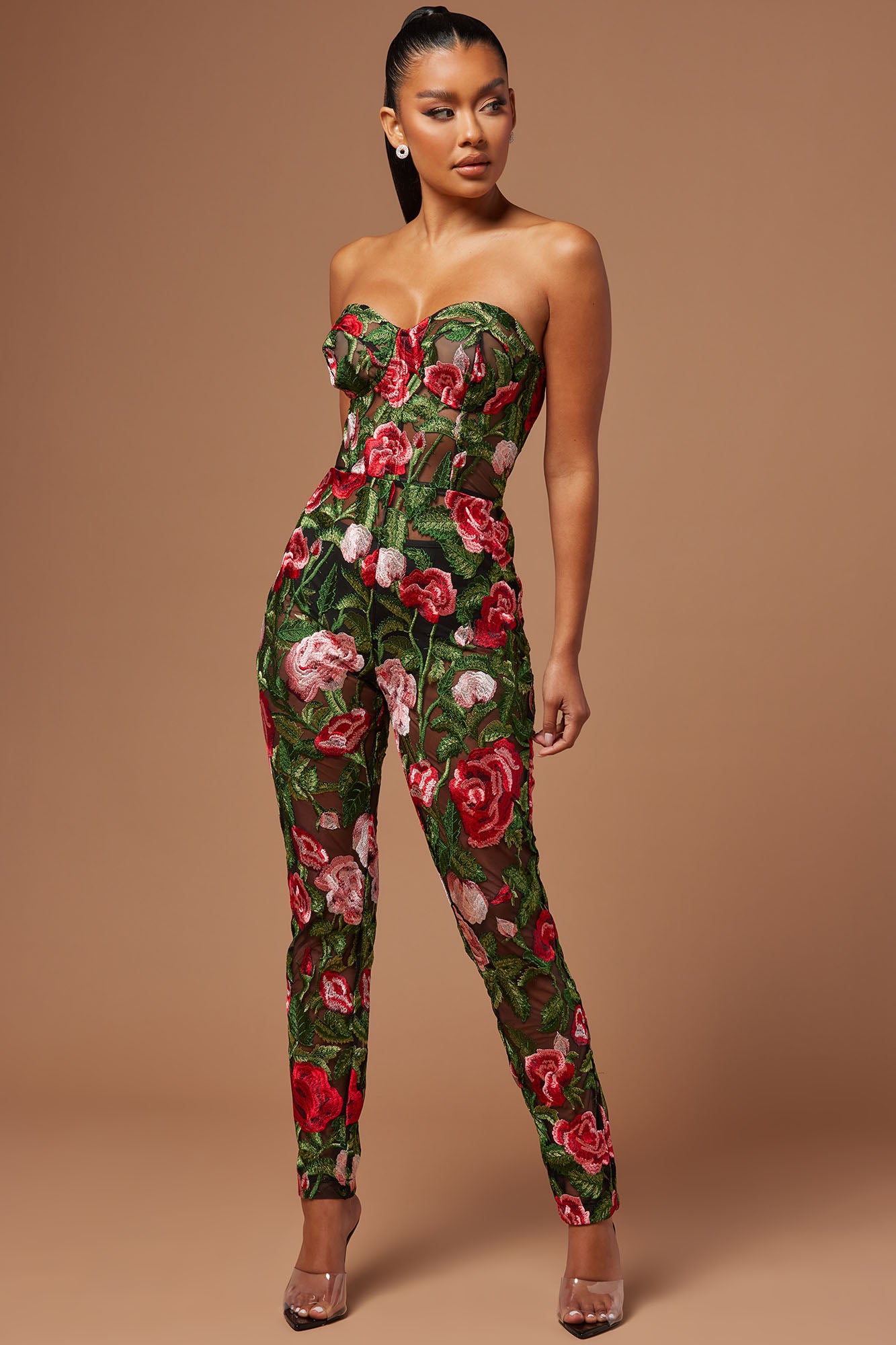 Ora Embroidered Jumpsuit Black combo Fashion Nova Luxe