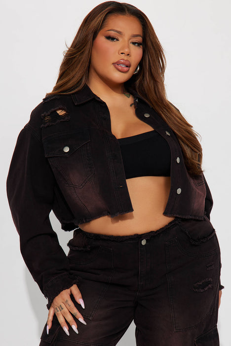 Womens plus size red denim jacket sale