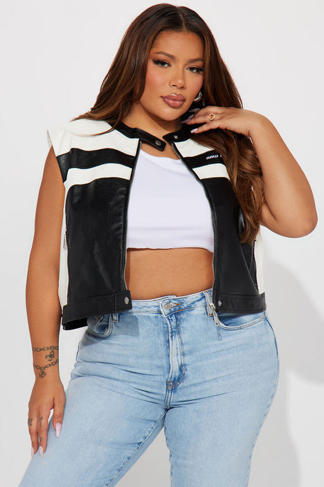 New Ride Faux Leather Vest Black White Fashion Nova Jackets