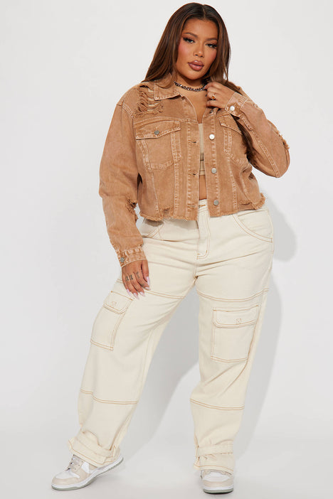 Denim jacket and cheap khaki pants