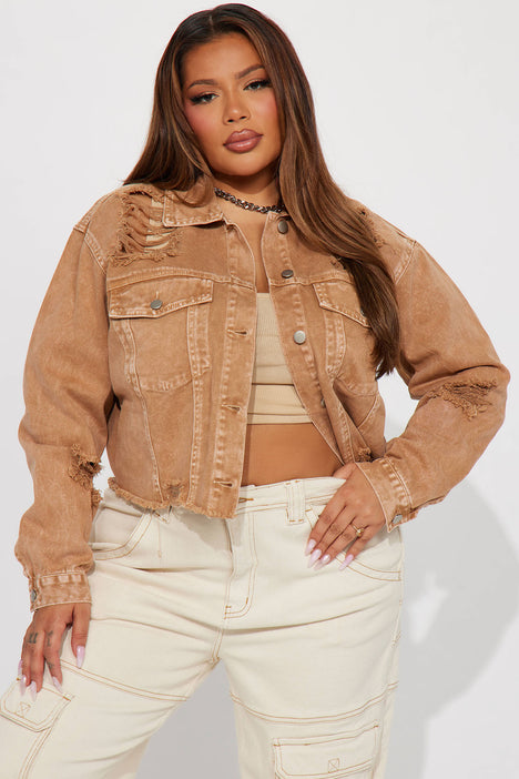 Onto You Ripped Denim Jacket Khaki Fashion Nova Jackets