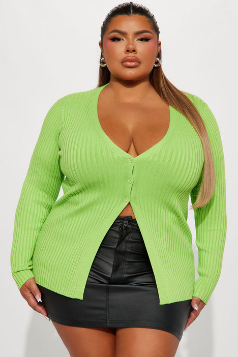 Lime green cardigan best sale plus size