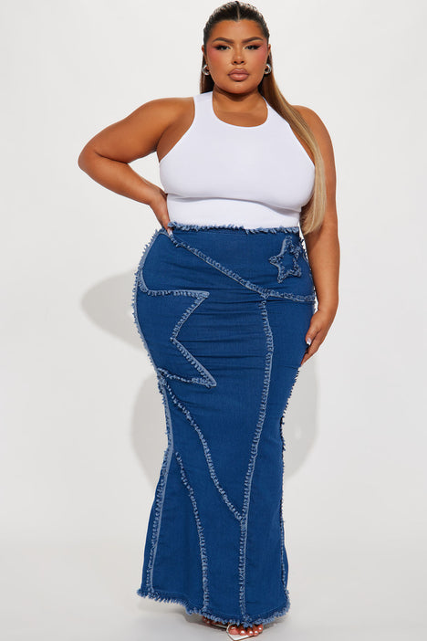 Denim Star Maxi Skirt Dark Wash Fashion Nova Skirts Fashion