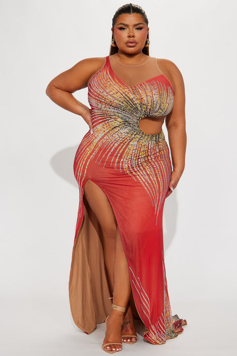 Hardy Embellished Gown Red combo Fashion Nova Dresses