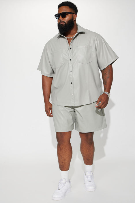 Faux Leather Relaxed Shorts Grey Fashion Nova Mens Shorts