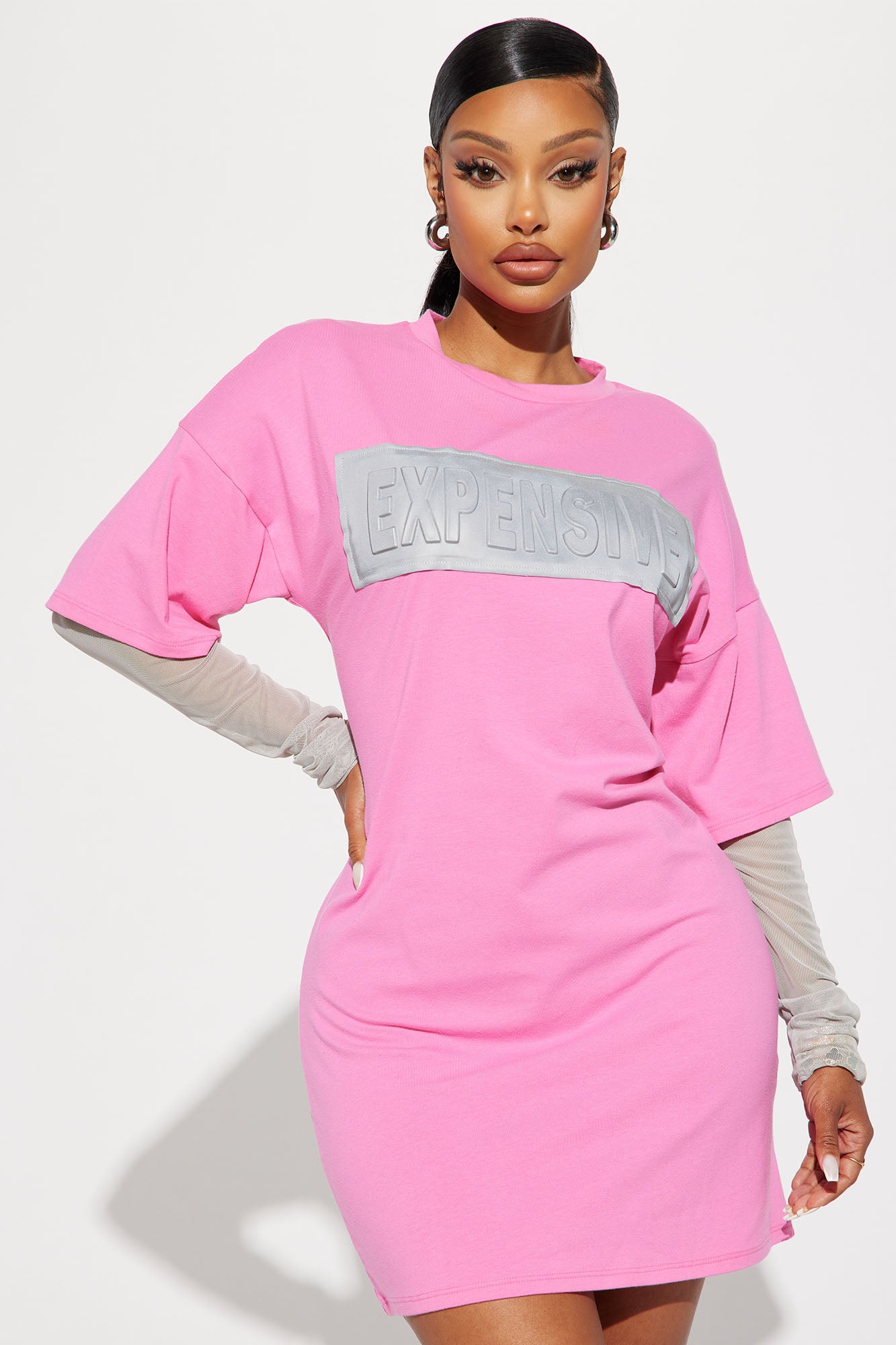 Expensive Graphic T Shirt Mini Dress Pink