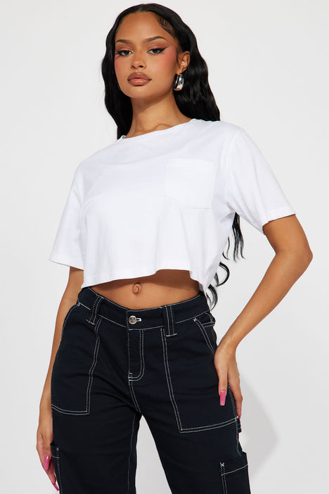 Elisa Relaxed Crop Tee White