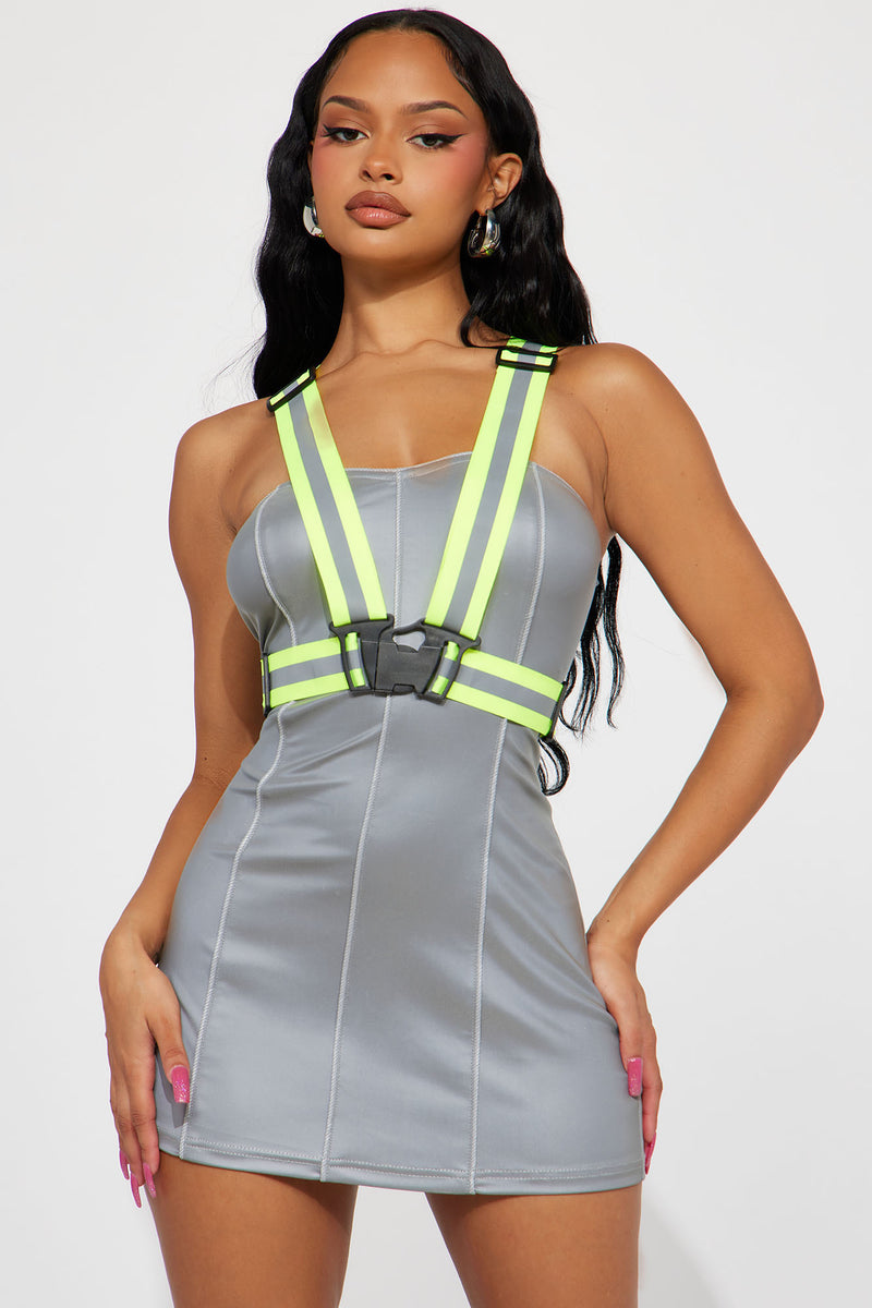 Reflective Utility Mini Dress Set Silver Fashion Nova, Dresses