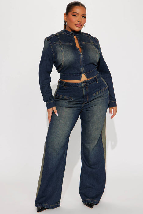 Oversized jean top jacket fashion nova
