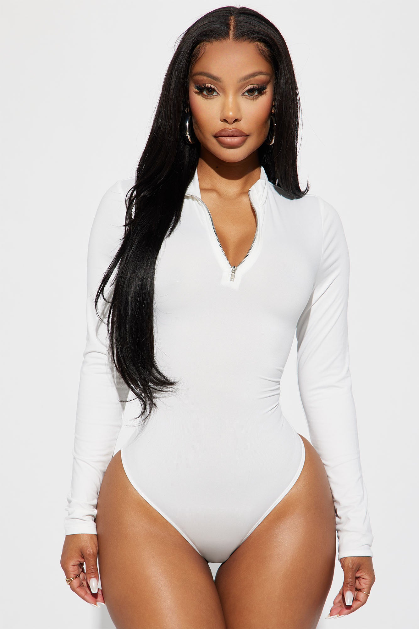 Safiya Zip Front Bodysuit - Off White
