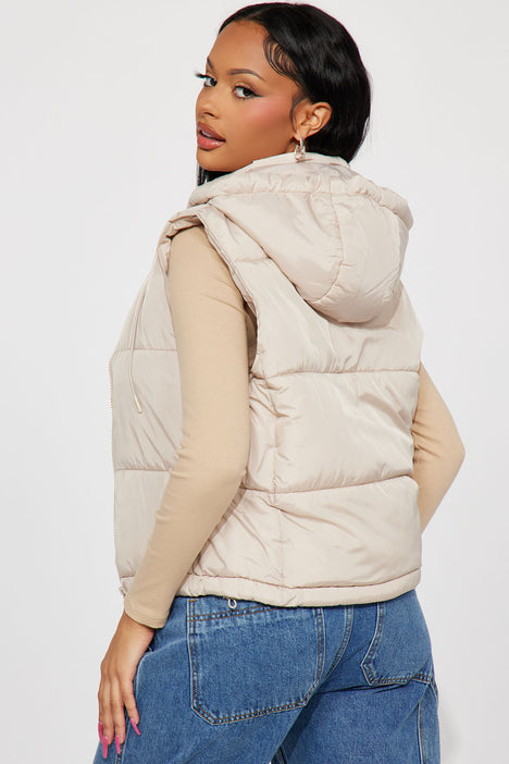 Just Go With It Puffer Vest Khaki